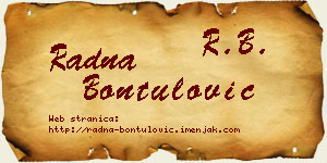 Radna Bontulović vizit kartica